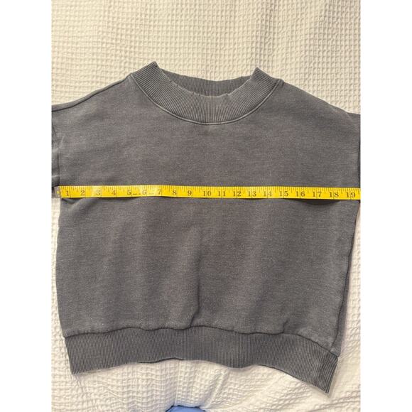 Aerie Gray Sweatshirt Distressed Women's Small Cropped Oversized - Picture 5 of 7